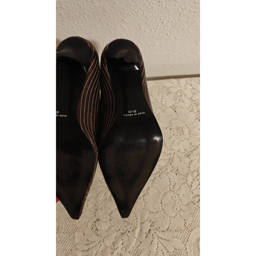 Two Lips Heels Pointy Toe 3D Floral Leather Upper 3.5" Heels Size 8.5 Y2k Vtg - Picture 9 of 15